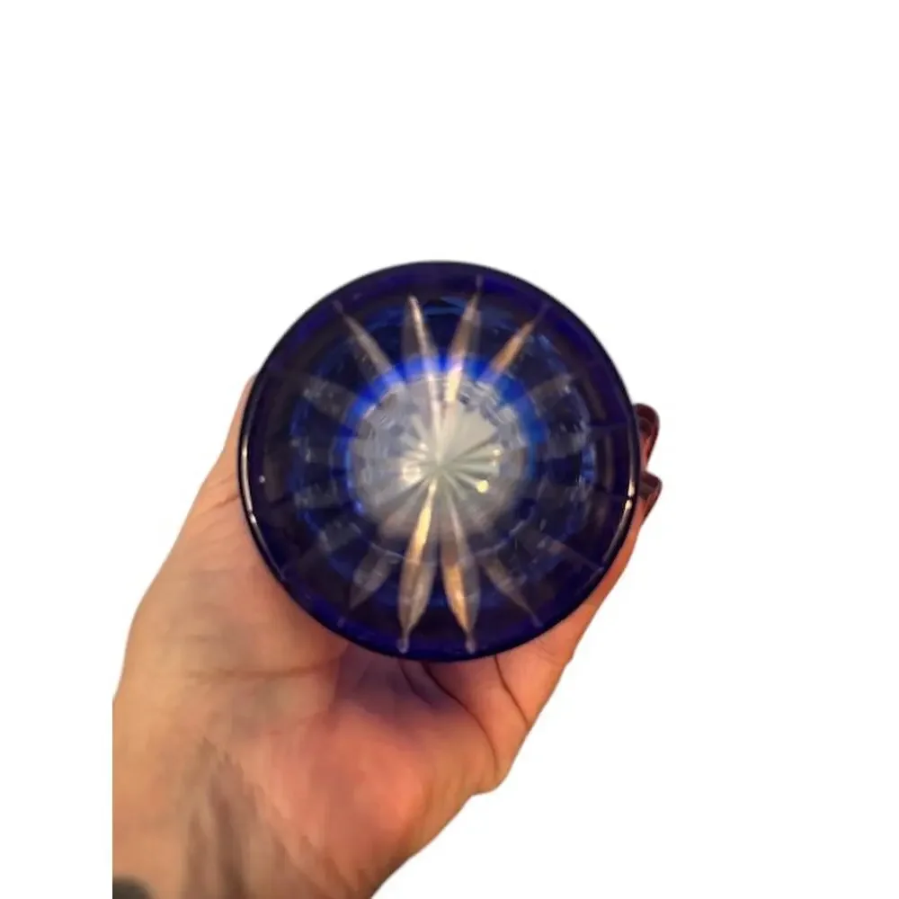 Blue Crystal Cut Glass Decorative Beautiful Vase